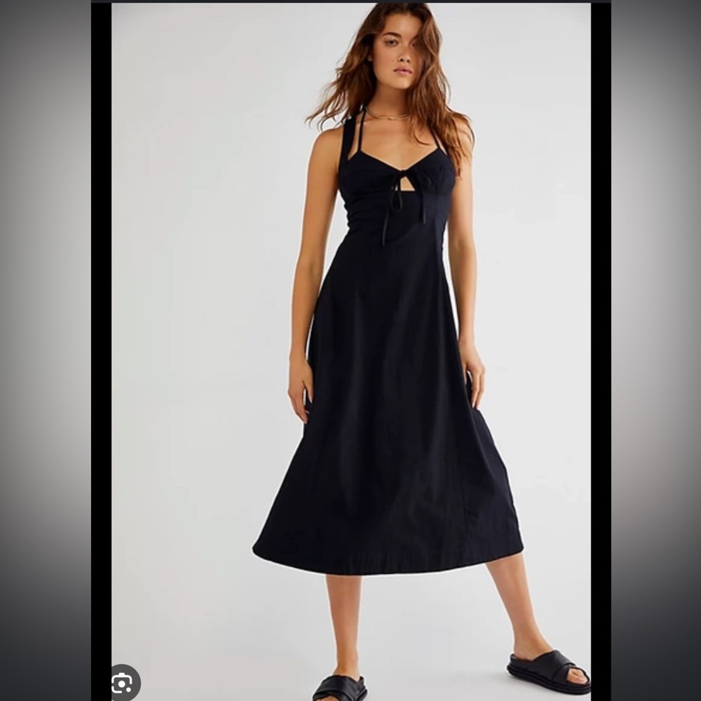 NWT Free People Black Bibi Midi Dress, Size M